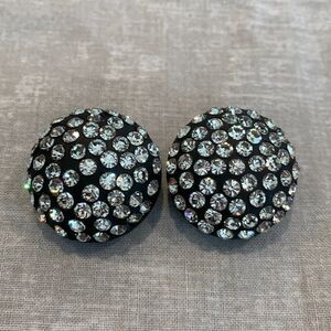 Beautiful Black Enamel and Crystal Buttons